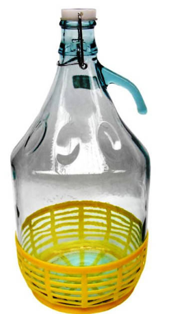 

Бутылка 5л с ручкой и бугельным замком в корзине