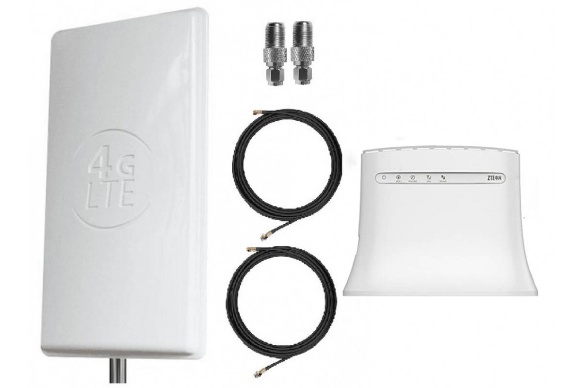 

Интернет комплект стационарный wifi роутер ZTE MF283V+ антенна mimo 24дб+ кабель 2/10+ 2 переходника