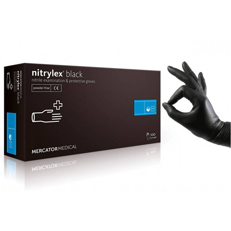 

Нитриловые перчатки  черные Mercator (50 пар, Черный