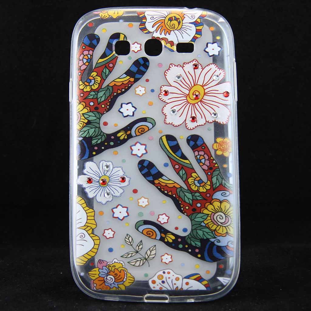 

Чехол-накладка для Samsung Galaxy Grand i9082, i9080, "Hands with flowers", со стразами, силиконовый