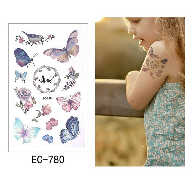 

Флеш тату, 12*8 см. Временная. Переводная. Детская. Набор, Животные, Милые, Бабочки, Цветы, Веточки, EC-780
