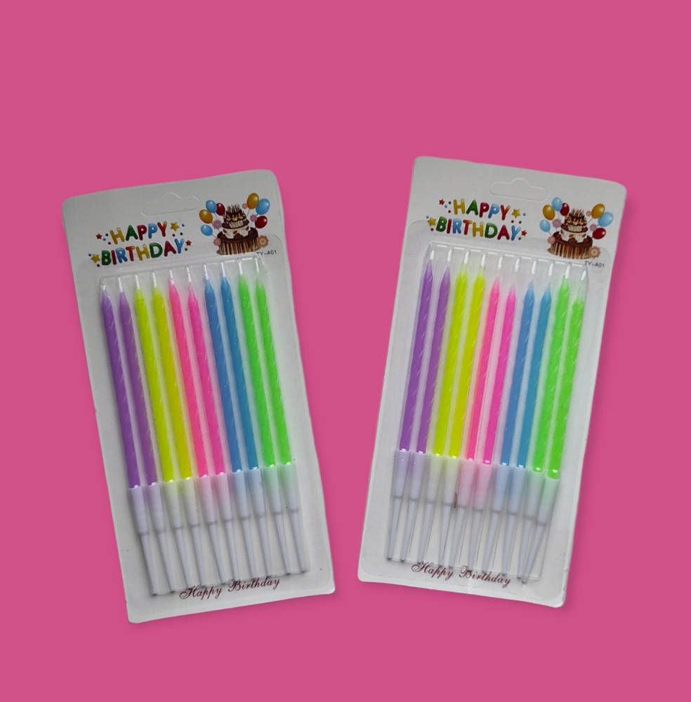 

10шт Высокие яркие неоновые свечи в торт, свечи для торта