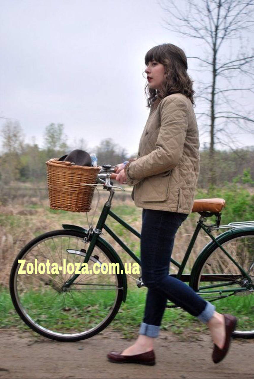 

Корзина плетеная из цельной лозы для велосипеда. Арт: 057