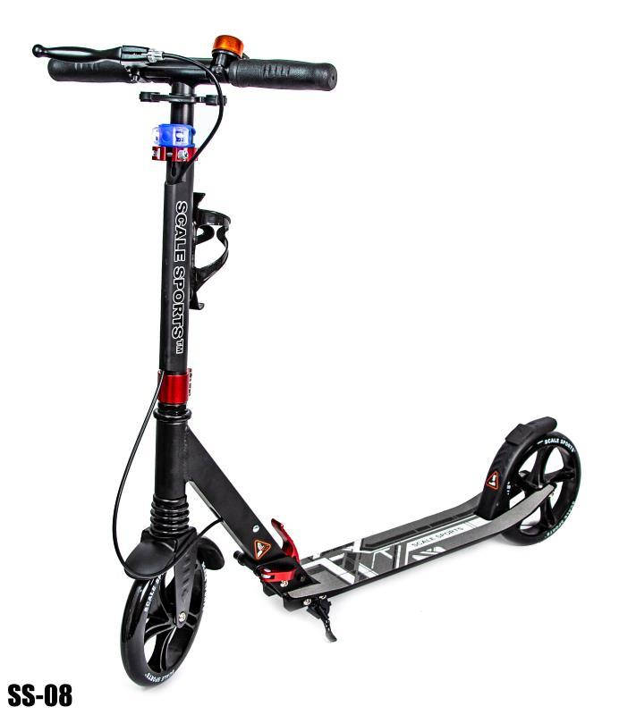 

Самокат Scale Sports SS-08 Black двухколесный складной ручной тормоз Led-фонарик, Черный