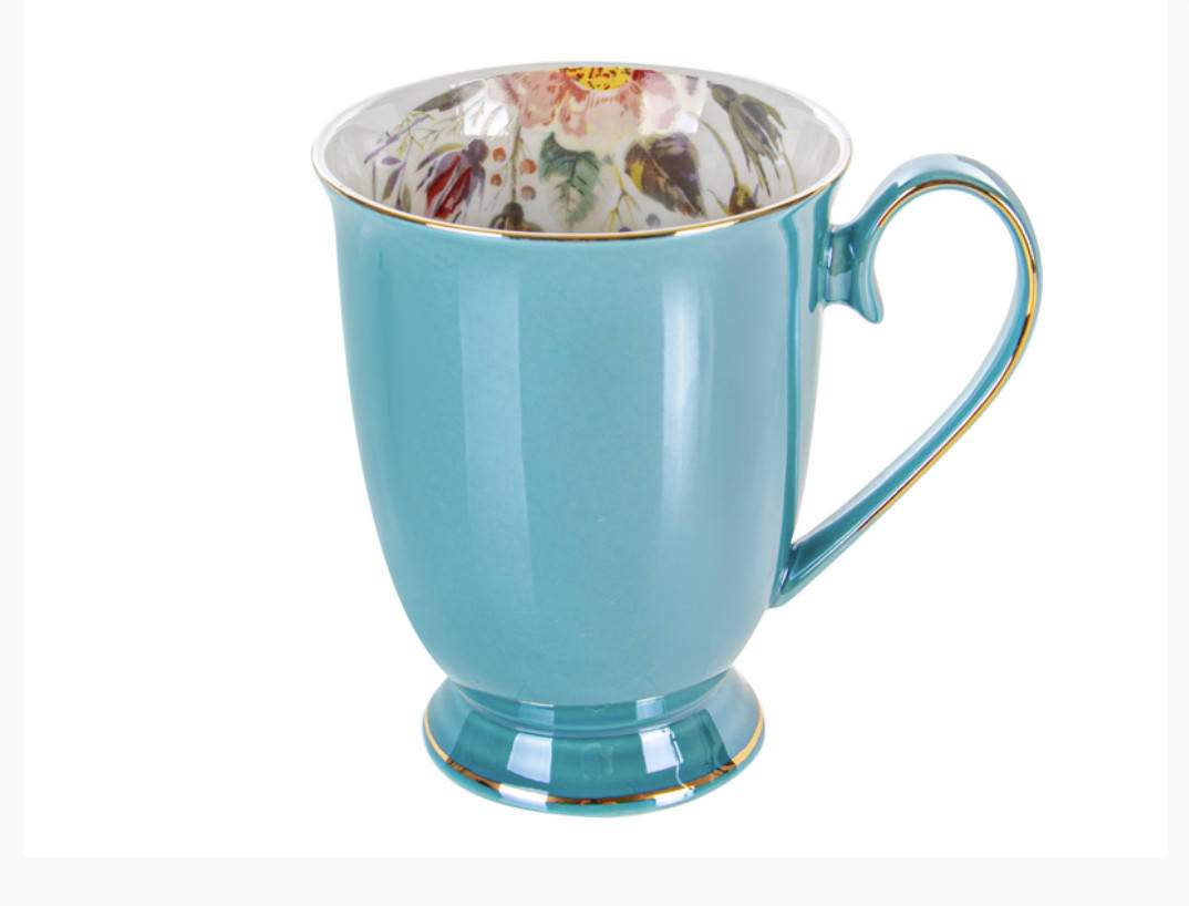 

Чашка Lefard 325 мл голубая внутри цветочный рисунок, Голубой