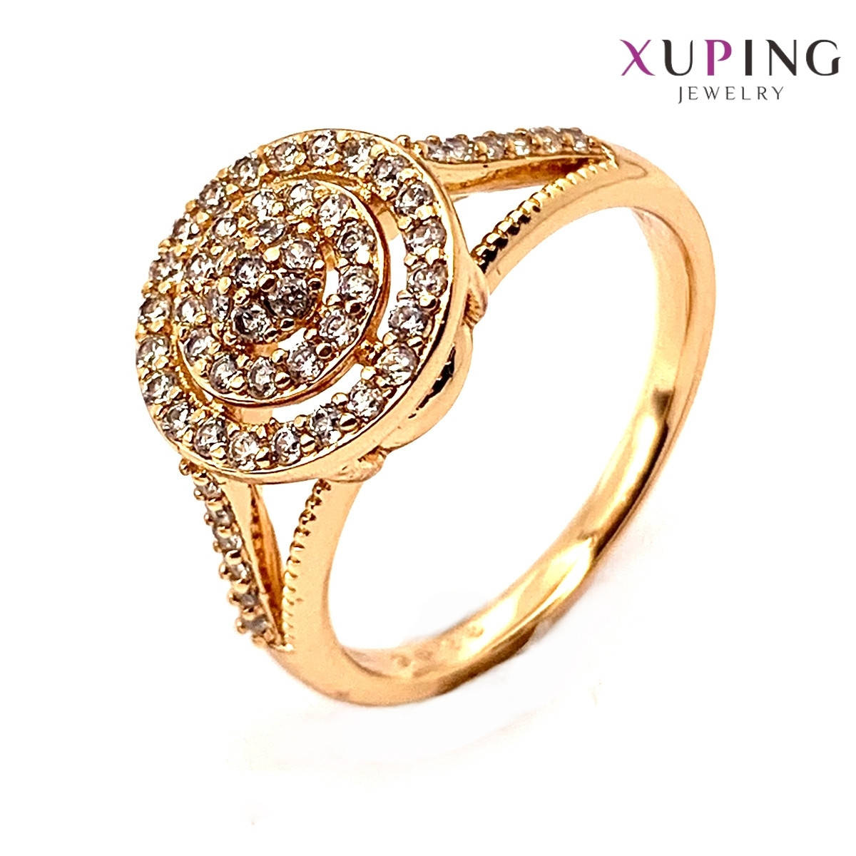 

Кольцо Xuping, белые фианиты (куб. цирконий), ширина 11 мм, вес 6 г, позолота 18K, ХР01367 (19)