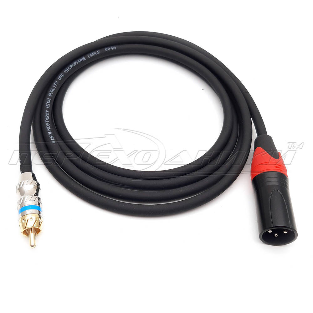 

Кабель RCA (тюльпан) моно на XLR 3 Pin в экране (папа),премиум 1.0, Черный