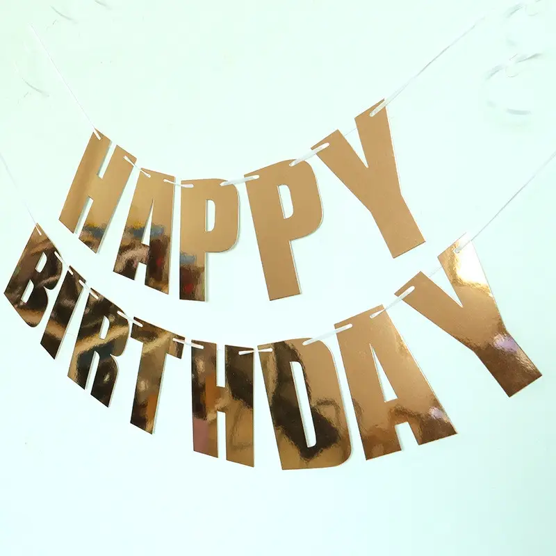 

Гирлянда бумажная Happy birthday розовое золото