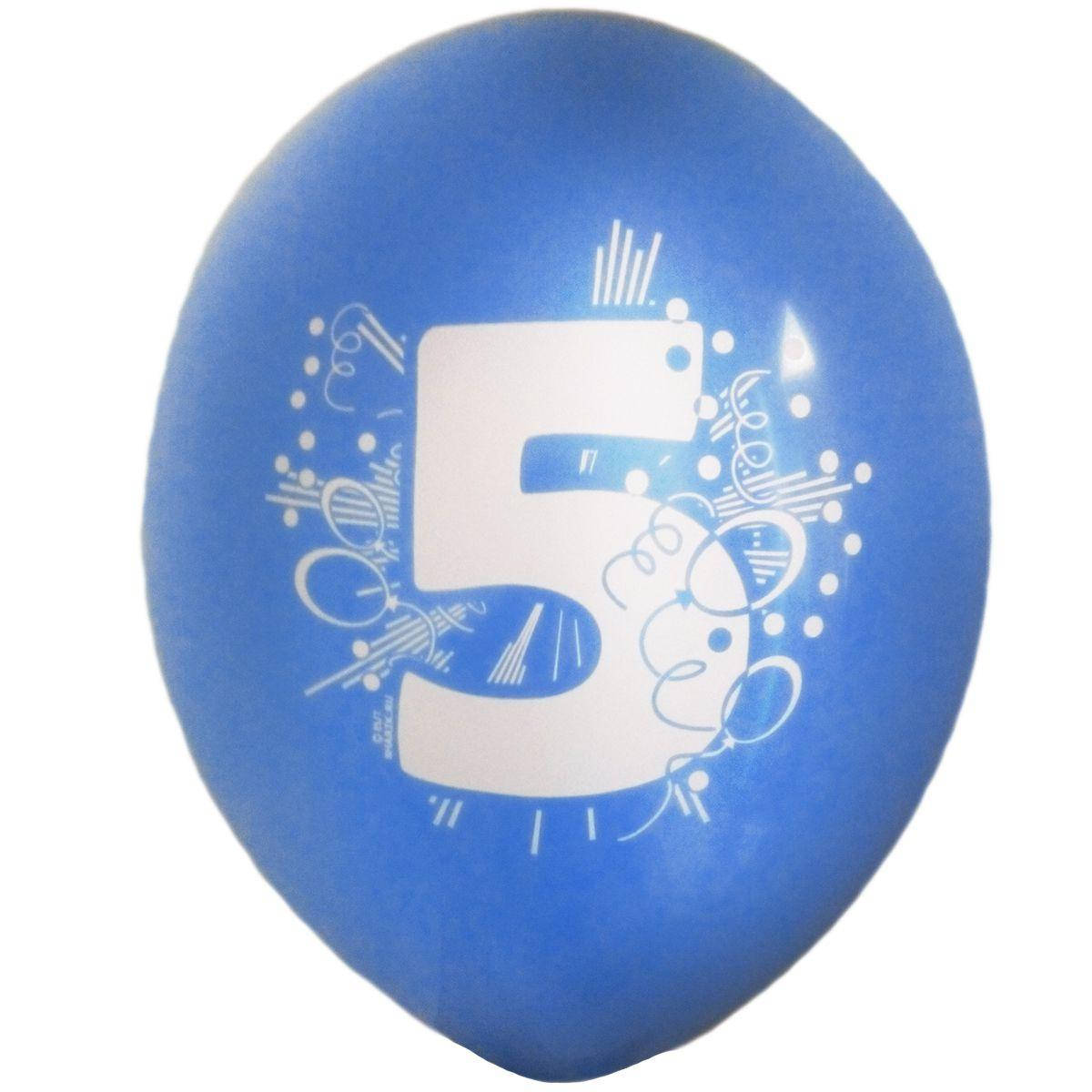 

Латексный шар 12"(30см) с рисунком "Цифра 5"