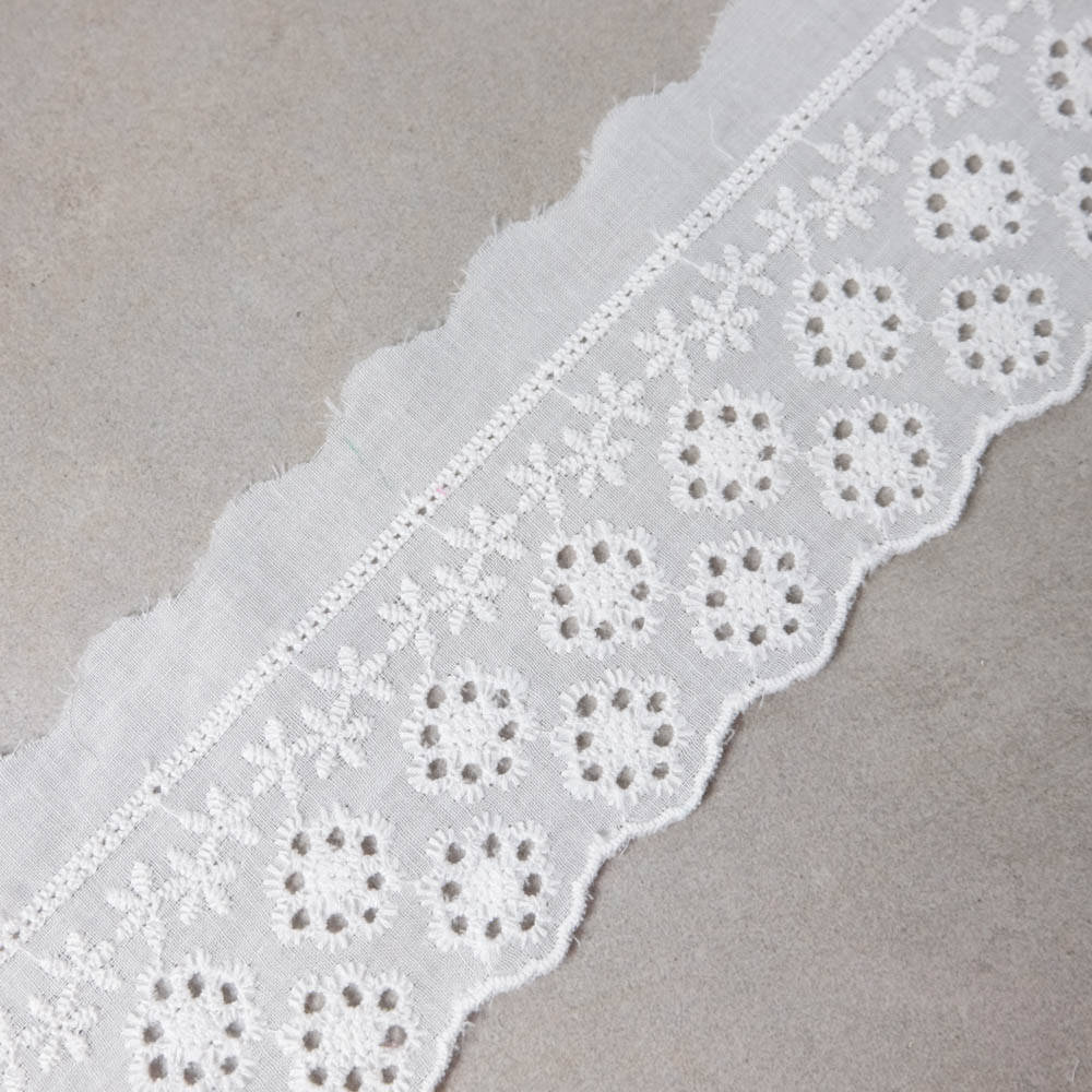 

Кружево Прошва Хлопковое Подсолнух ширина 7 см БЕЛОЕ, Белый
