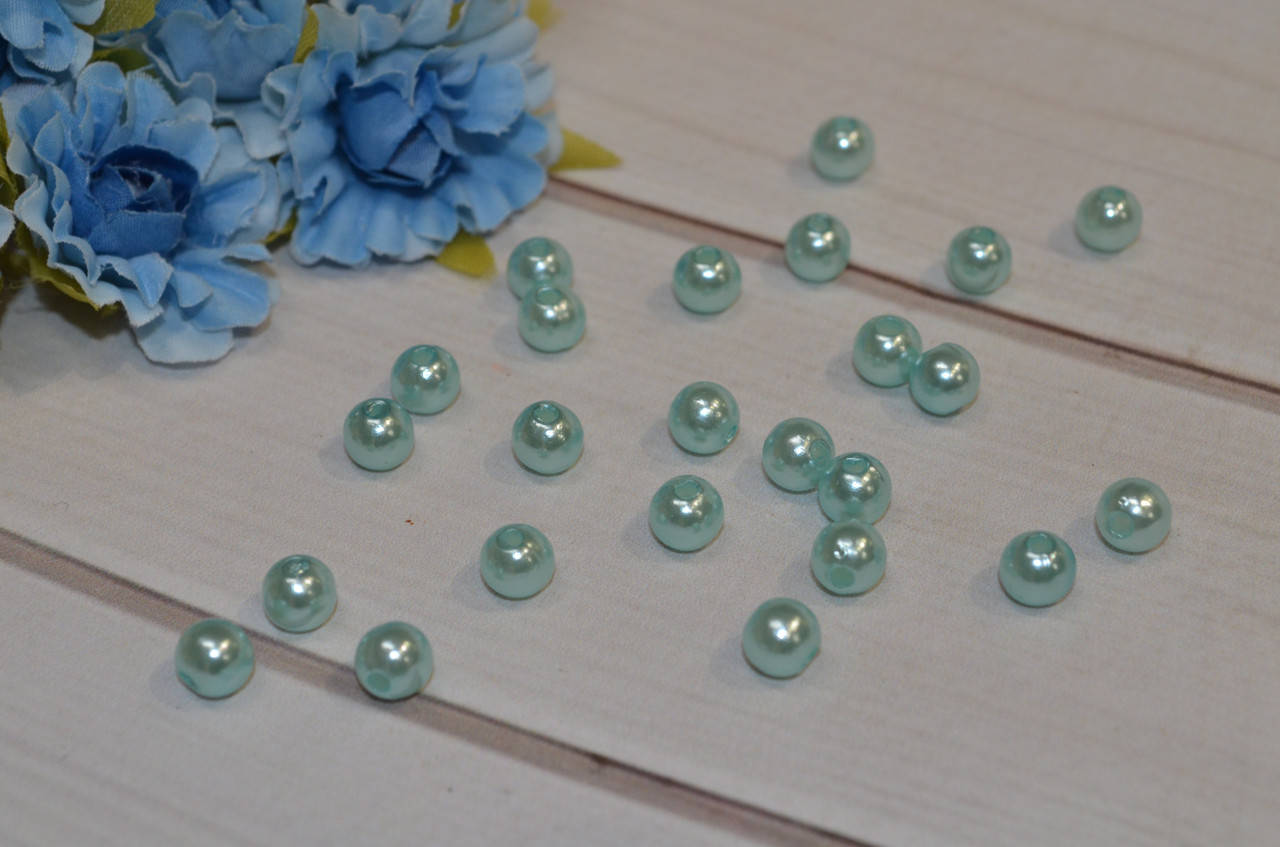 

Бусины перламутровые 6 мм бирюзовые (в уп. 3 г - 28-30 шт), Бирюзовый