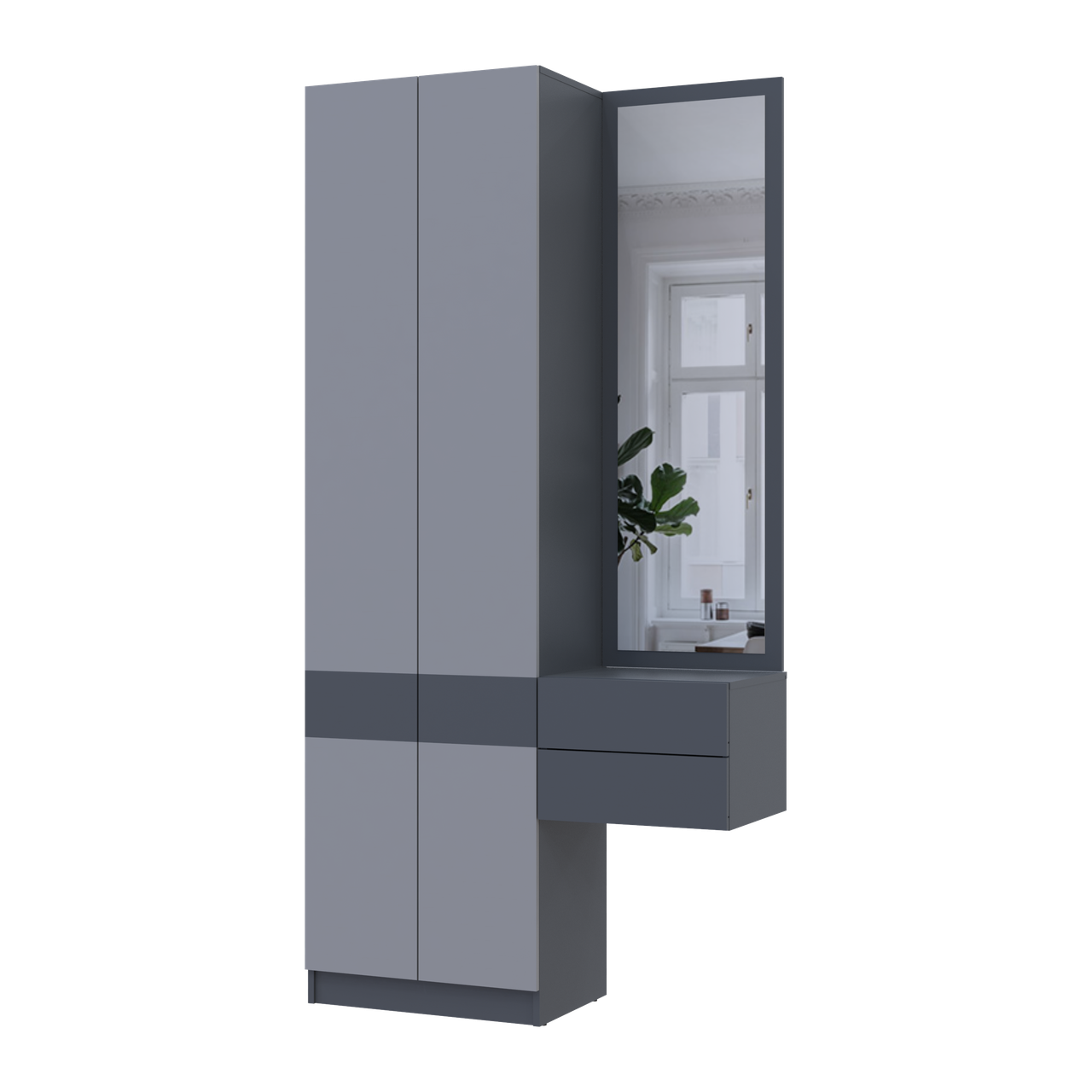 Передпокій Doros Сола 1+2 Doros Графіт/Сірий ДСП / дзеркало 105х40х215 (42005153)