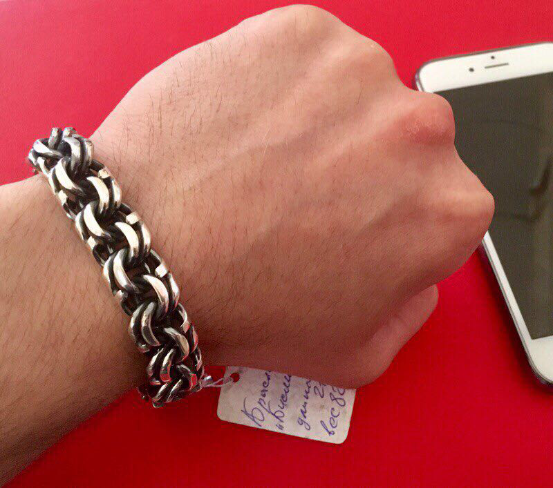 

Массивный серебряный браслет 925 пробы