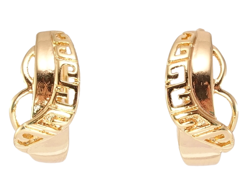 

Серьги Xuping M&L желтый оттенок колечки "Меандровый резной орнамент"