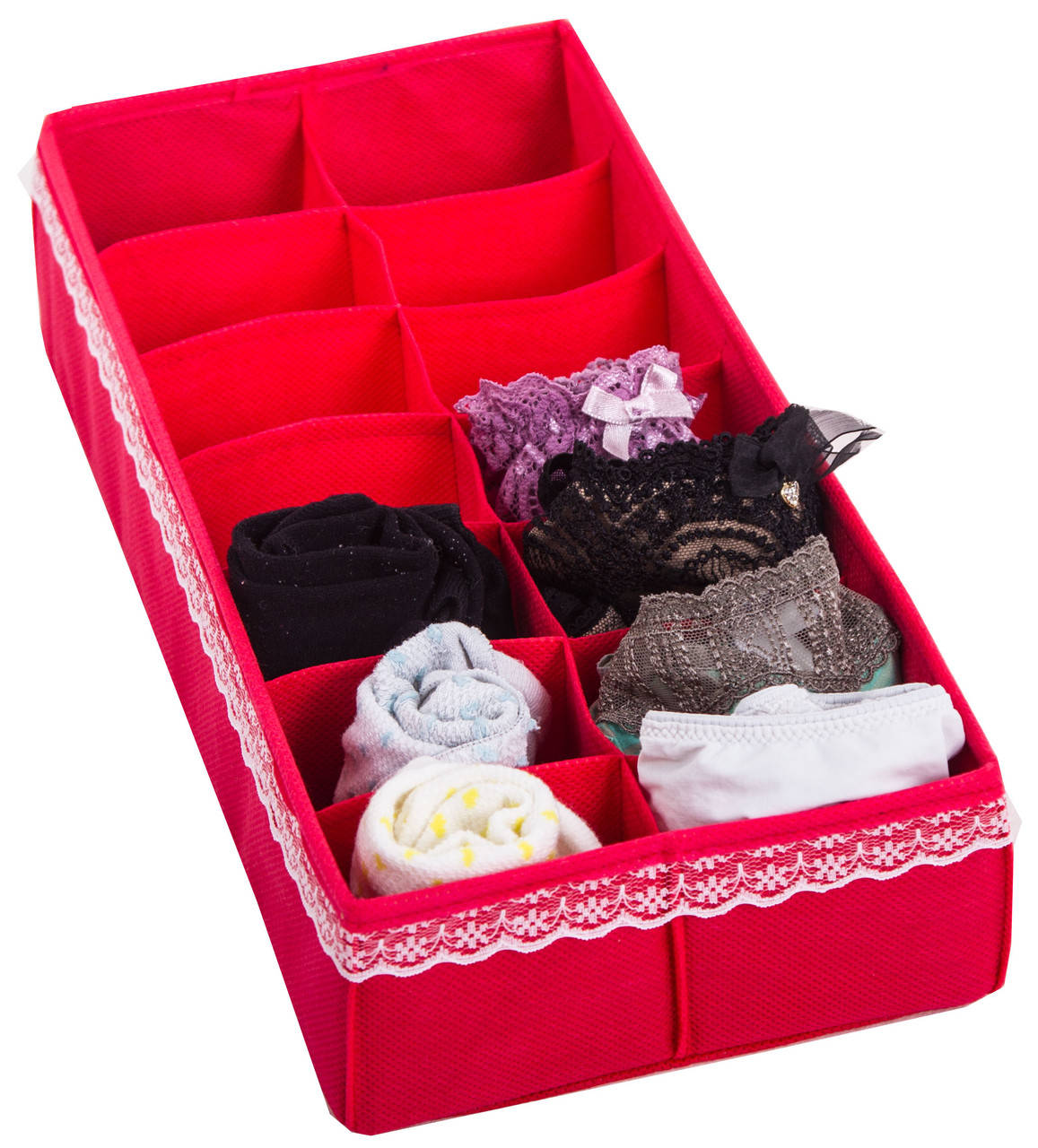 

Коробочка с квадратными ячейками для носков и трусов KM-Kv (Красный)