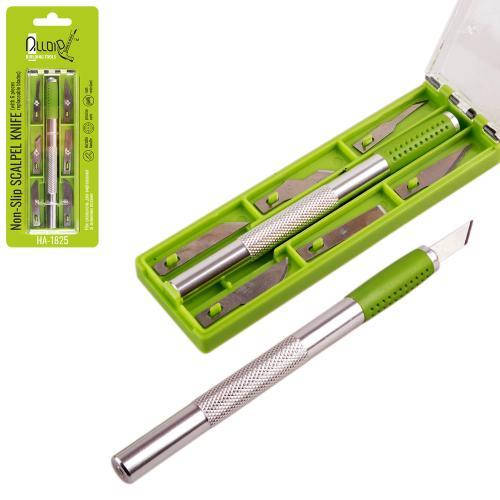 

Alloid. Нож-скальпель для вырезания со сменными лезвиями, сталь SK5 (6шт) (НА-1825)