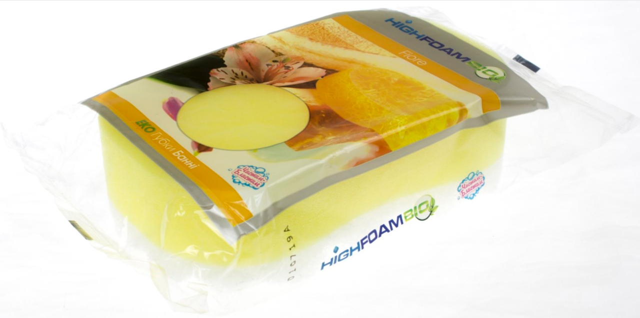 

Губка банная для тела Fiore HighFoam, Чистим-Блистим, Желтый