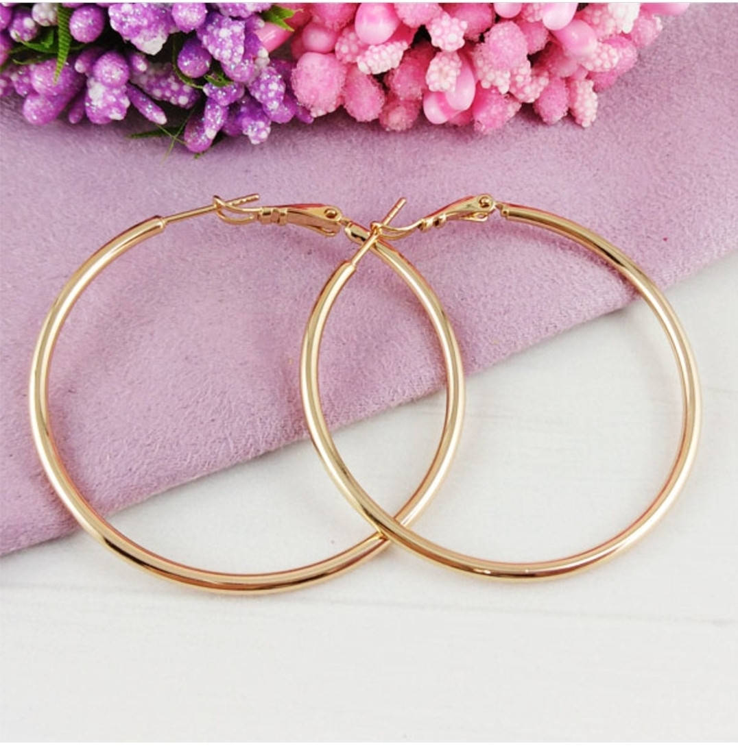 

Серьги кольца диаметр 3.5см Xuping медицнское золото позолота 18К с780