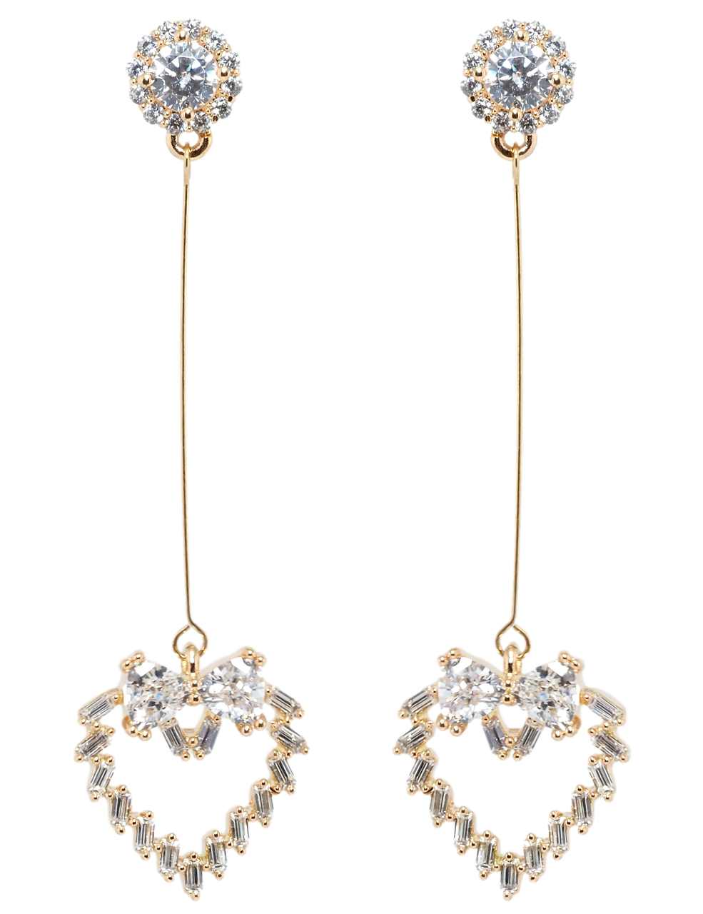 

Серьги Xuping Позолота 18K гвоздики (пусеты) "Кристальные сердечки с бантами из фианитов"