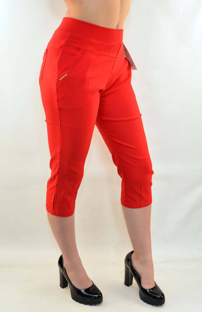 

Бриджи женские стрейч в летних расцветках от XL до 5XL (Польша) - хлопок, Голубой