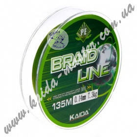 

Плетенка BRAID LINE KAIDA 135 м, 0.30 мм, Зелёный