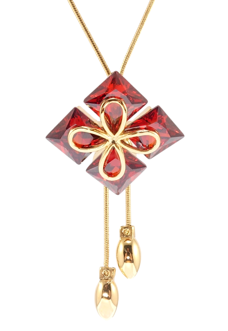 

Бегунок на цепочке Xuping Позолота 18K "Красные фианиты с цветком" длина 52-55см х 1мм