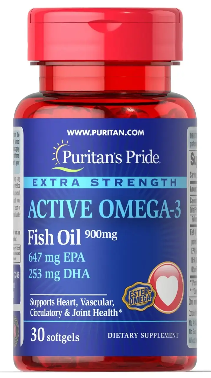 

Омега-3 рыбий жир экстра сила, Extra Strength Active Omega-3 Fish Oil, Puritan's Pride, 30 капсул