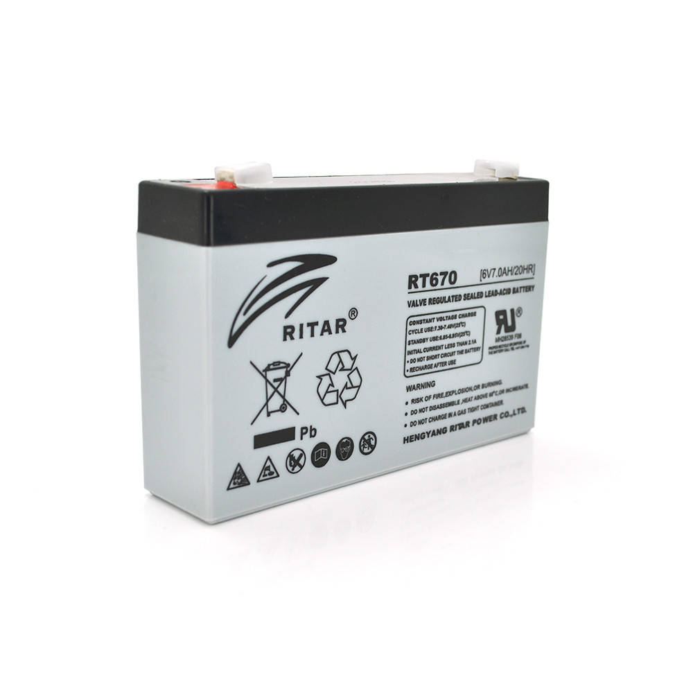 

Акумуляторна батарея AGM RITAR RT670, Gray Case, 6V 7.0Ah ( 151х34х94 (100) ) Q20