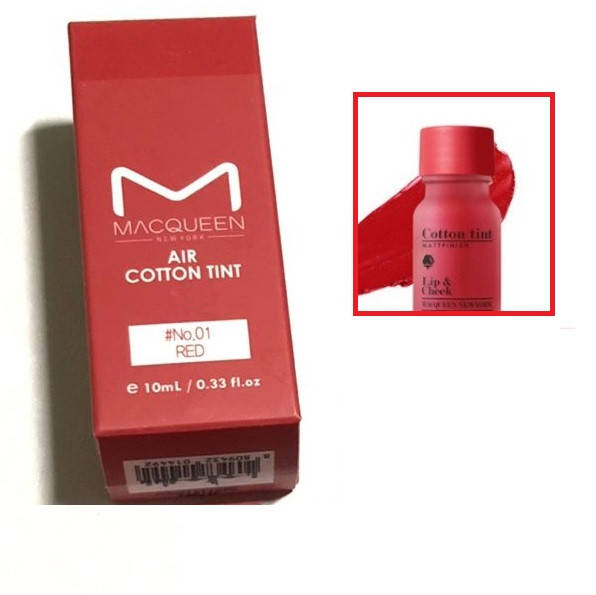 

Стойкий вельветовый тинт для губ MACQUEEN NEW YORK Air Cotton Tint #01 Red