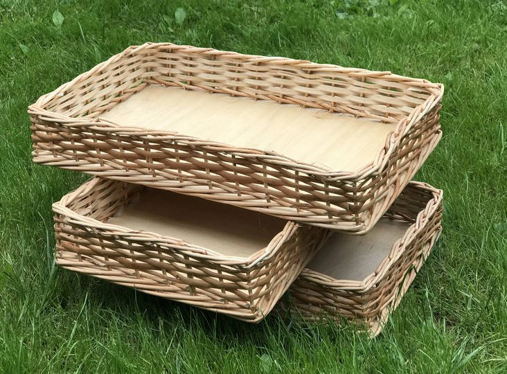 

Короба лотки из лозы плетеные 40x30х10 торговые для магазина, Бежевый