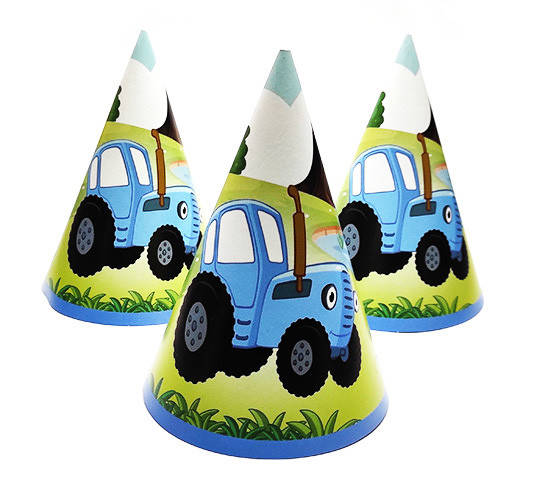 

Колпачки, Синий трактор, праздничные карнавальные 16 см (1шт)-
