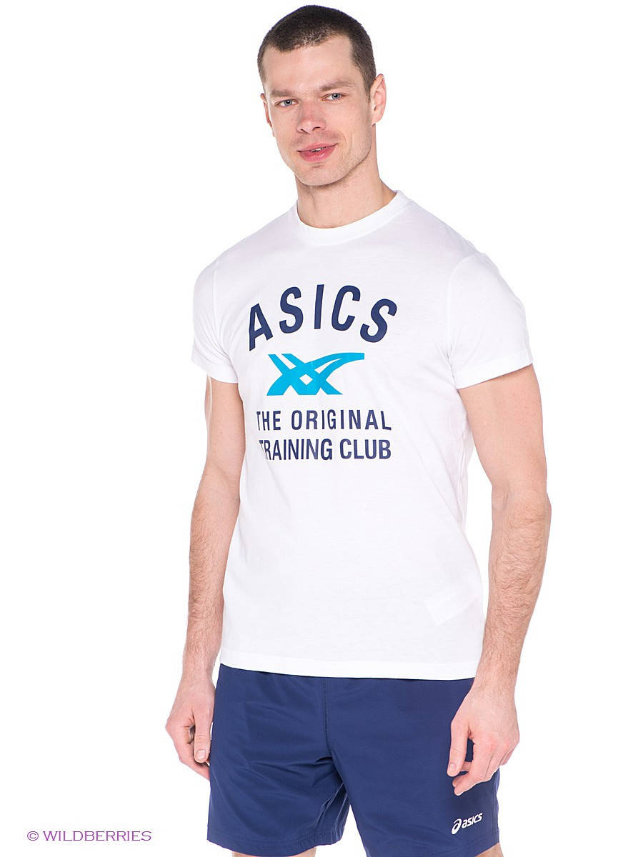 

Мужская футболка Асикс, брендовая футболка Asics спортивная, качественный хлопок. S белая