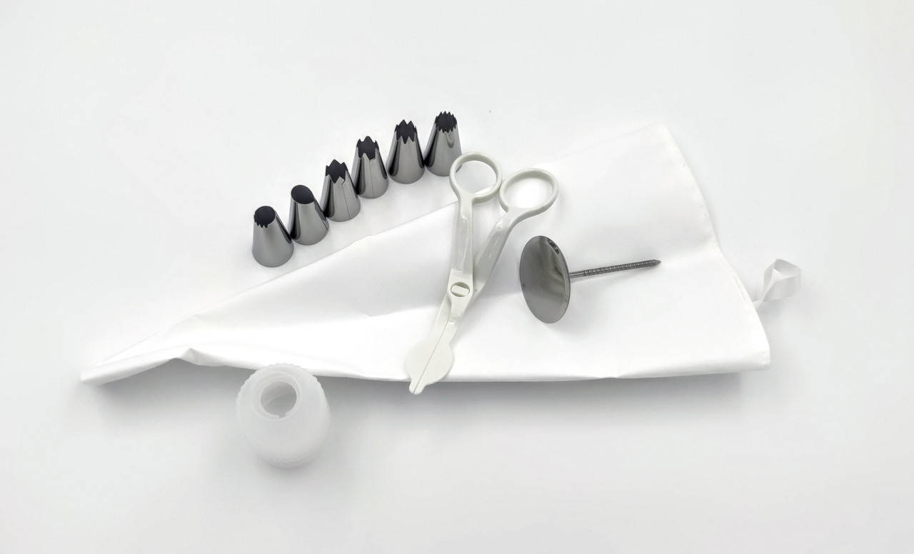 

Набор кондитерских насадок с тканевым мешком и ножницами