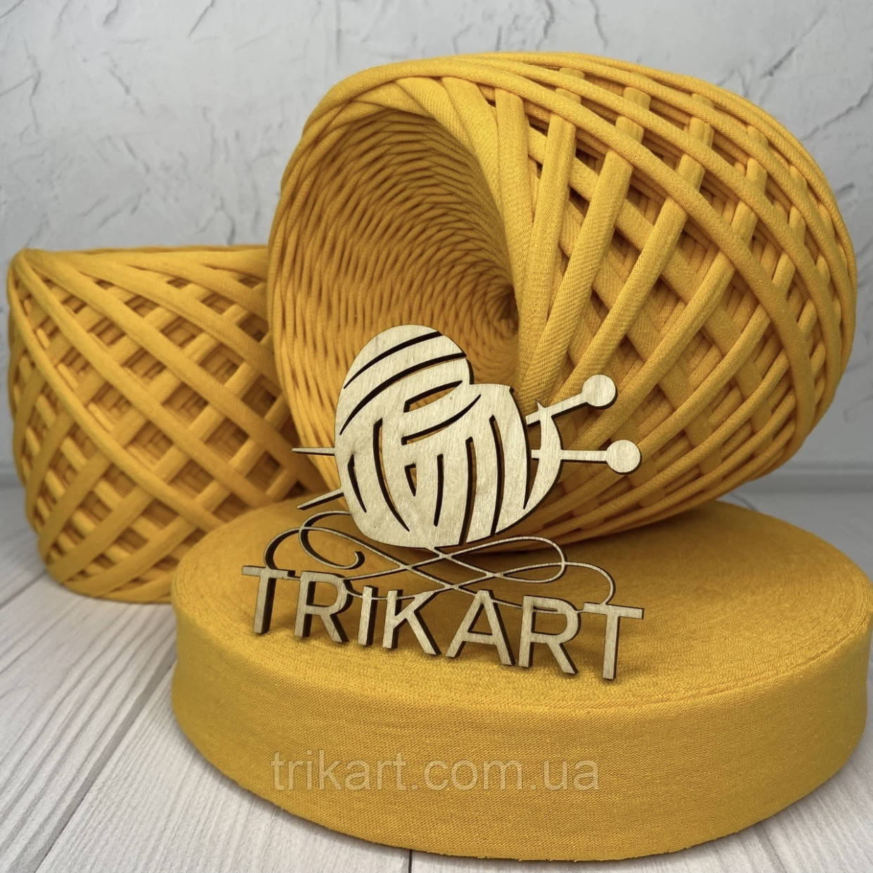 

Пряжа трикотажная TrikArt 7-9 мм бобина Горчица, Охра