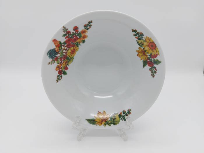 

Салатник белый цветной керамический Петух Тарелка глубокая для первых блюд суповая 12 штук в упаковке 680 мл