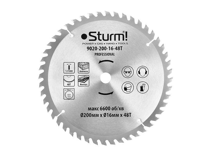 

Диск пильный 200х16 мм 48 зубов по дереву для CS5020TB Sturm 9020-200-16-48T
