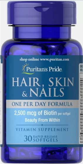 

Формула для волос, кожи, ногтей, Hair, Skin & Nails, Puritan's Pride, 1 в день, 30 капсул
