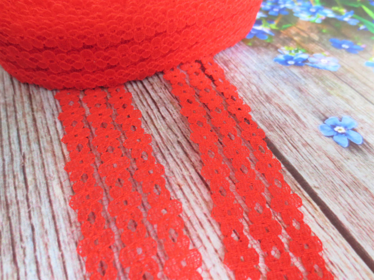 

Кружево "Цветочная дорожка", 2,5 см, цвет красный