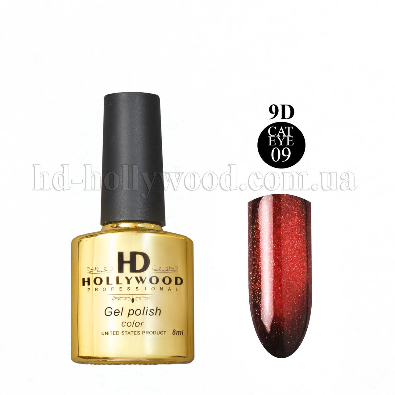 

Гель лак Кошачий глаз 09 Красный HD Hollywood 8 ml