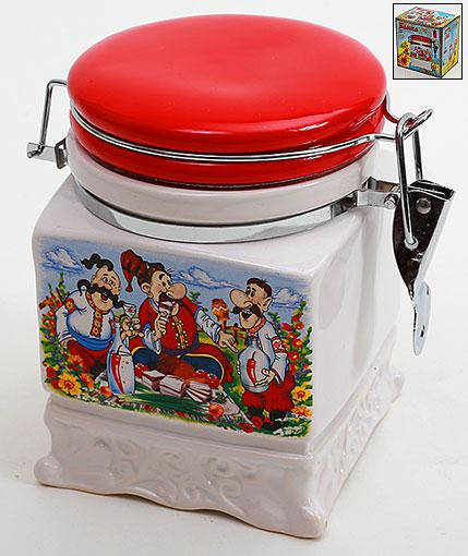 

Банка керамическая на металлической затяжке Украинский сувенир DU741-W