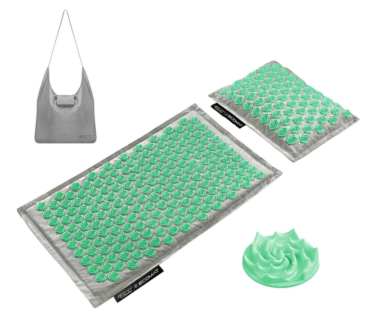

Коврик акупунктурный с подушкой 4FIZJO Eco Mat Аппликатор Кузнецова 68 x 42 см 4FJ0230 Grey/Mint, Серый