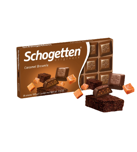 

Шоколад качественный молочный с начинкой из карамели и брауни 100г TM Schogetten Шогеттен Германия