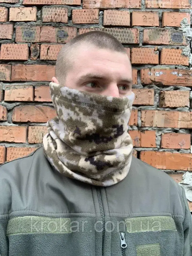 

Шарф труба баф флисовый пиксель, Оливковый