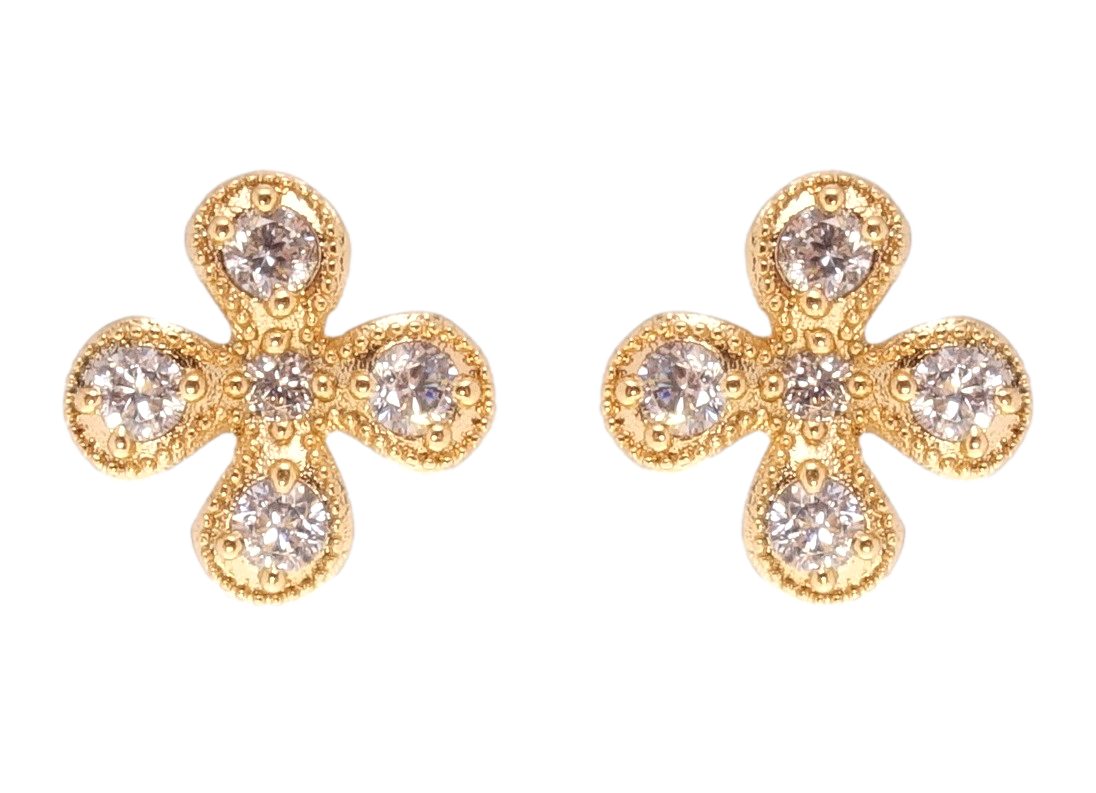 

Серьги Xuping Позолота 18K гвоздики (пусеты) "Цветочки с цирконием"