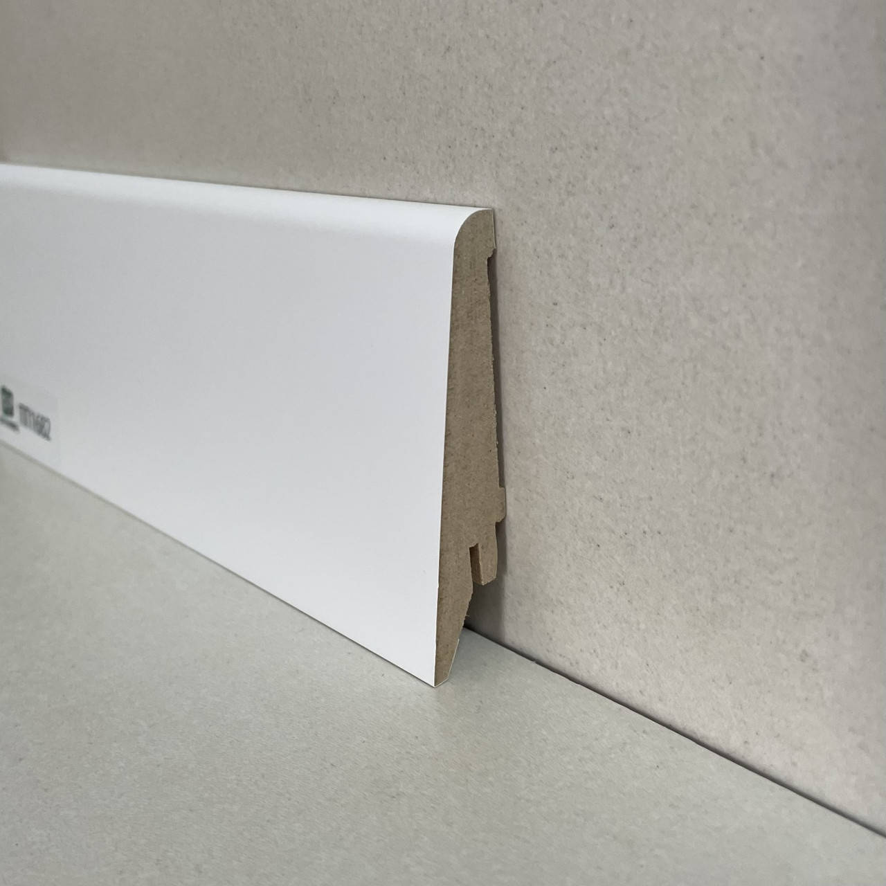 

Плинтус белый МДФ напольный скошеный 19*55*2800 мм