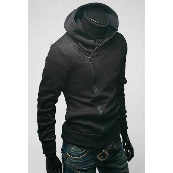 

Толстовка мужская на молнии с капюшоном Черный, M