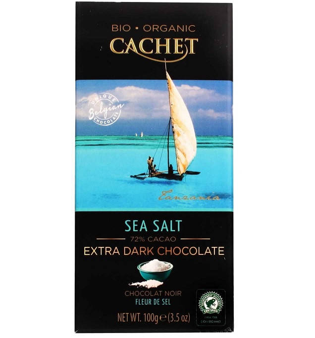 

Шоколад Черный Экстра Кашет с Морской Солью Cachet Extra Dark Chocolate Sea Salt 72% Какао 100 г Бельгия