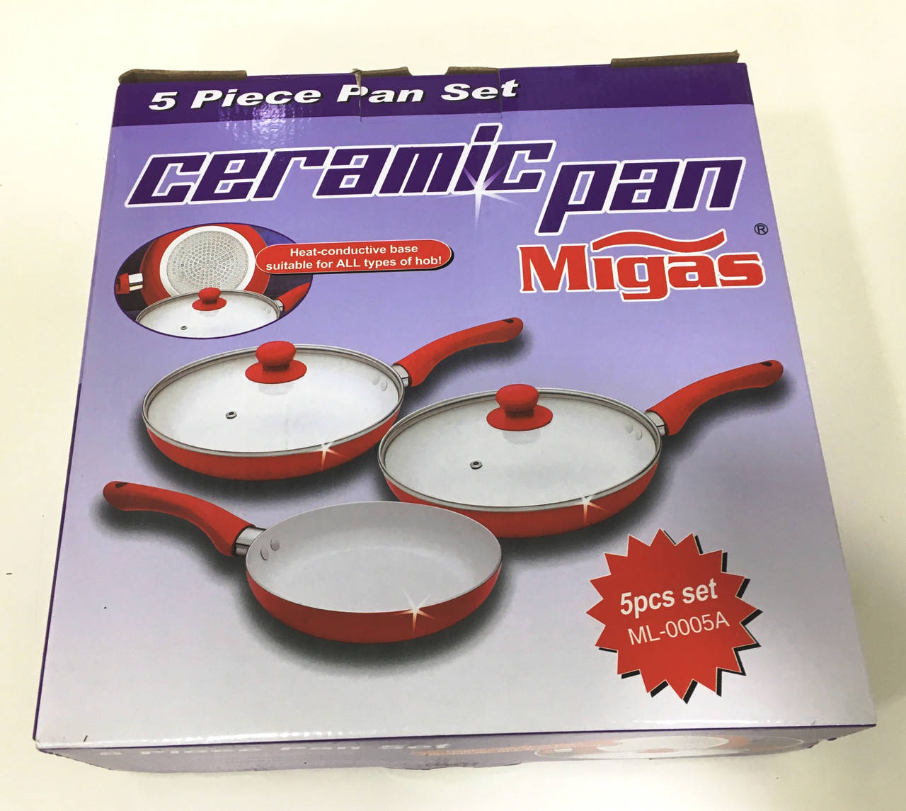 

Набор керамических сковородок с крышками Ceramic Pan 3 шт