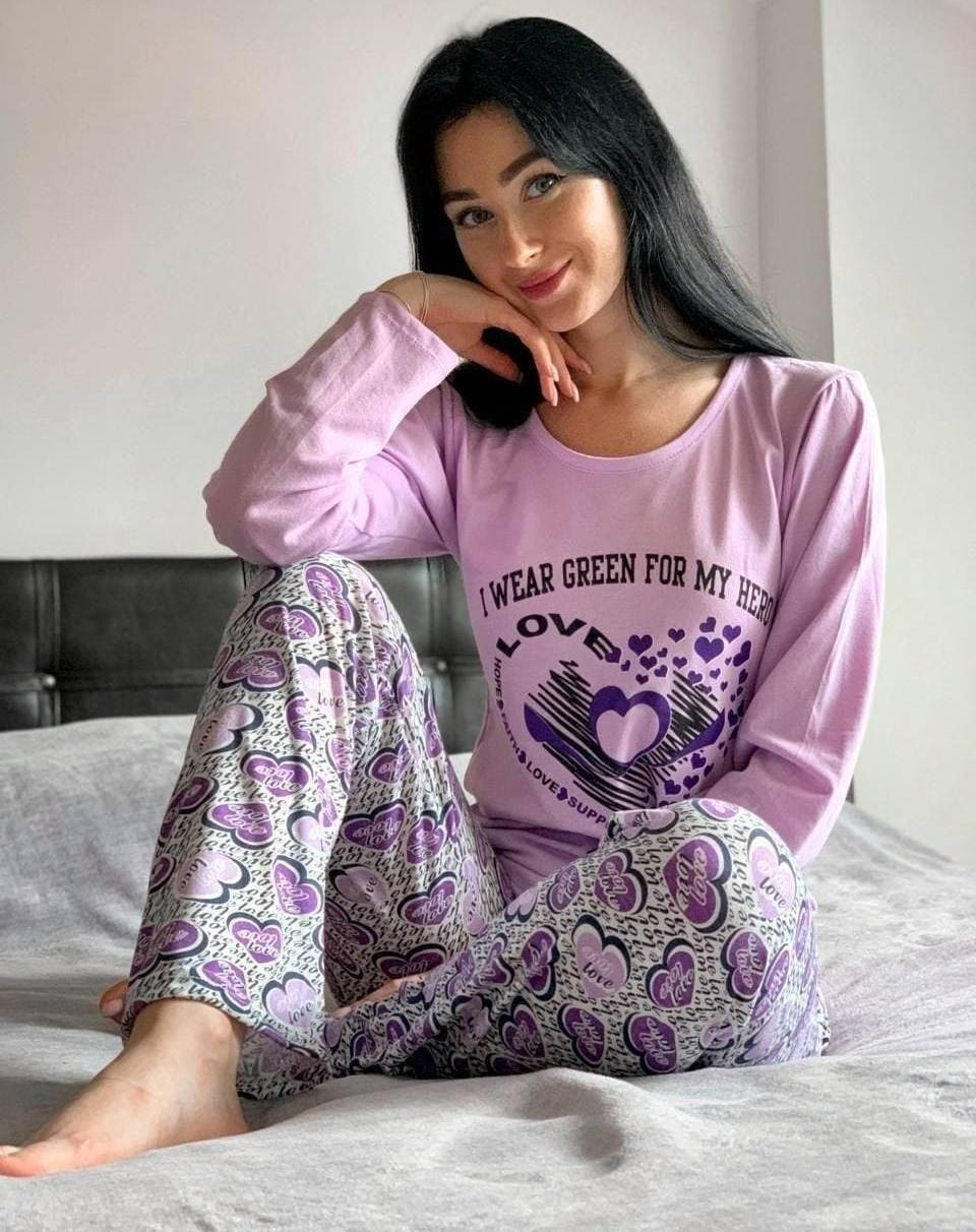 

Пижама женская сиреневая кофта и штаны код П373