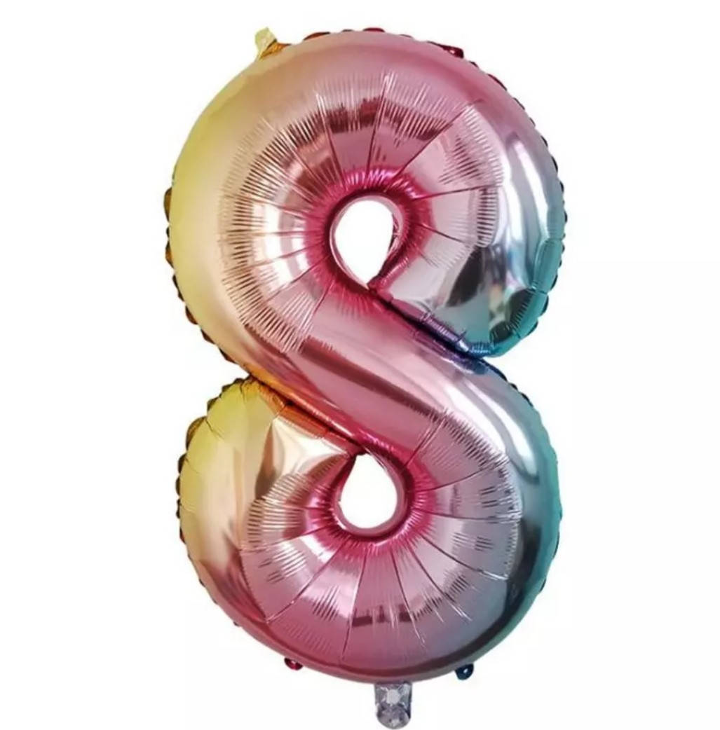 

Шар цифра "8" (Радужная) фольгированная "32" (76 см), Разные цвета